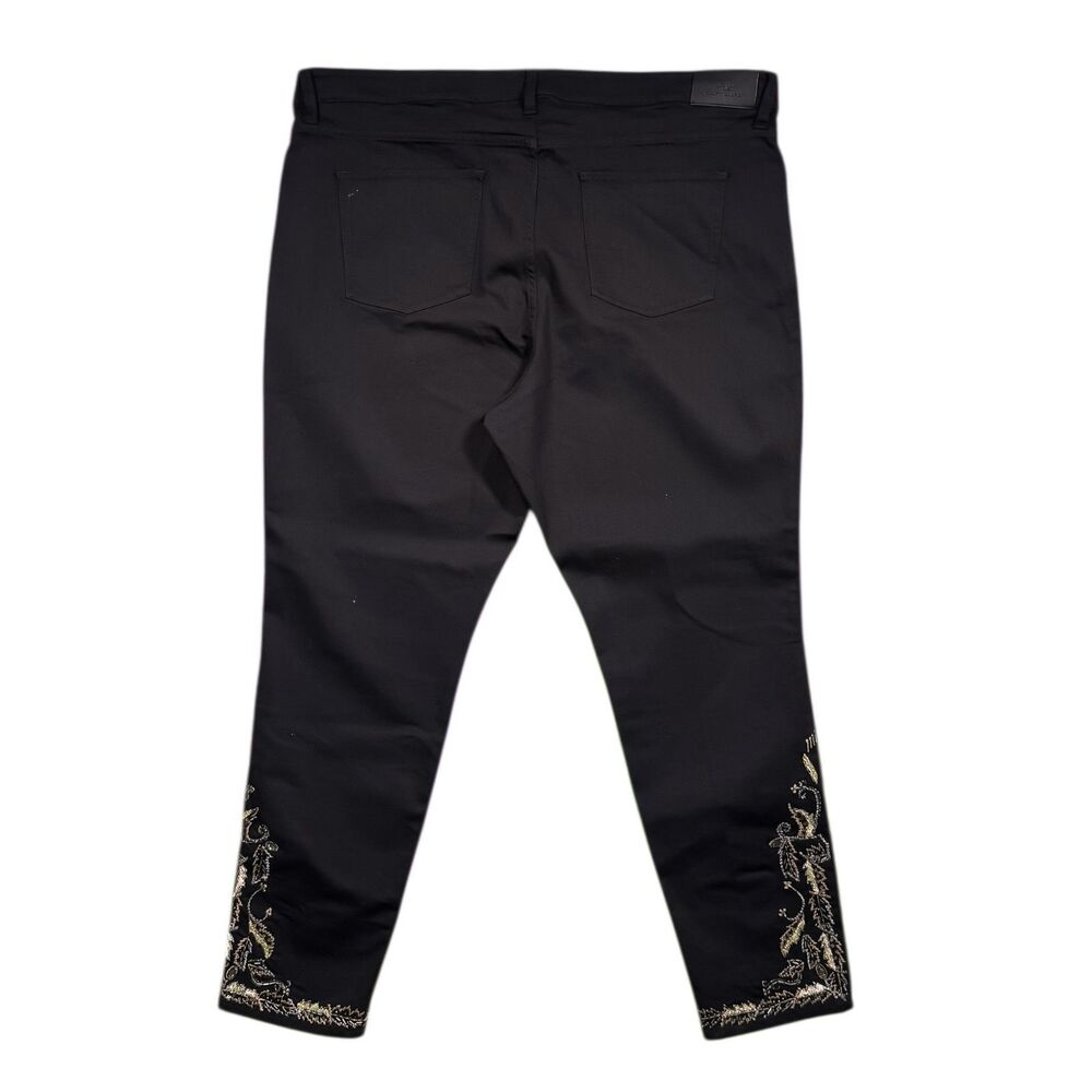 Lauren Ralph Lauren Black Label Womens 20W Black Embellished Beaded Ankle Pants - Picture 2 of 11